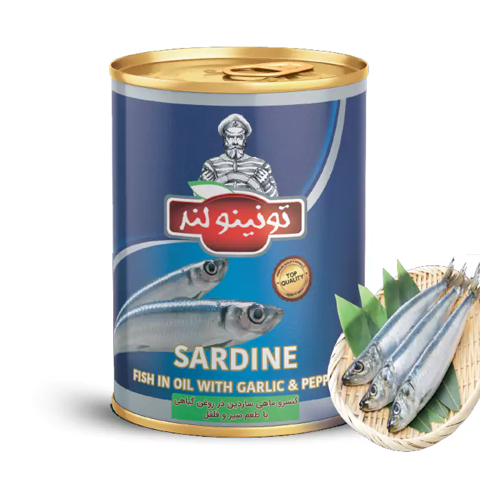 کنسر و ماهی ساردین با طعم سیر و فلفل